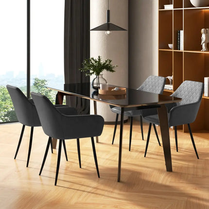 Leisure Dining Chair Set of 2 with Curved Backrest and Wide Seat-Gray - Gray - Dining Chairs