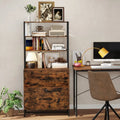 Letter Size Lateral File Cabinet with Lock and Bookshelf-Rustic Brown - Rustic Brown - File Cabinets