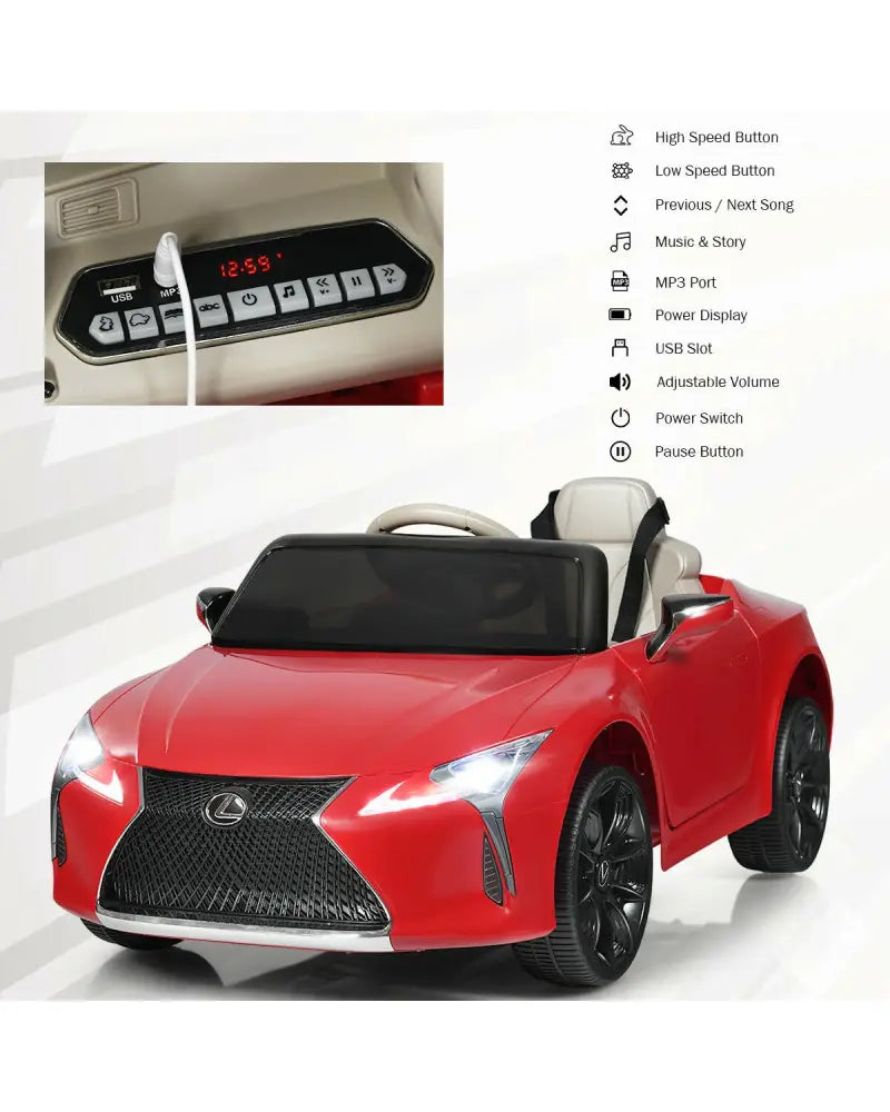 Lexus LC500 Licensed Kids 12V Ride Remote Control Electric Vehicle-Red - Red - Powered Ride On Toys