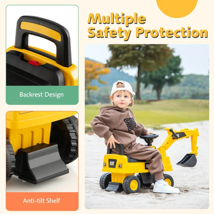 Licensed Caterpillar Kids Ride - On Digger - Yellow - Oasis Home Essentials