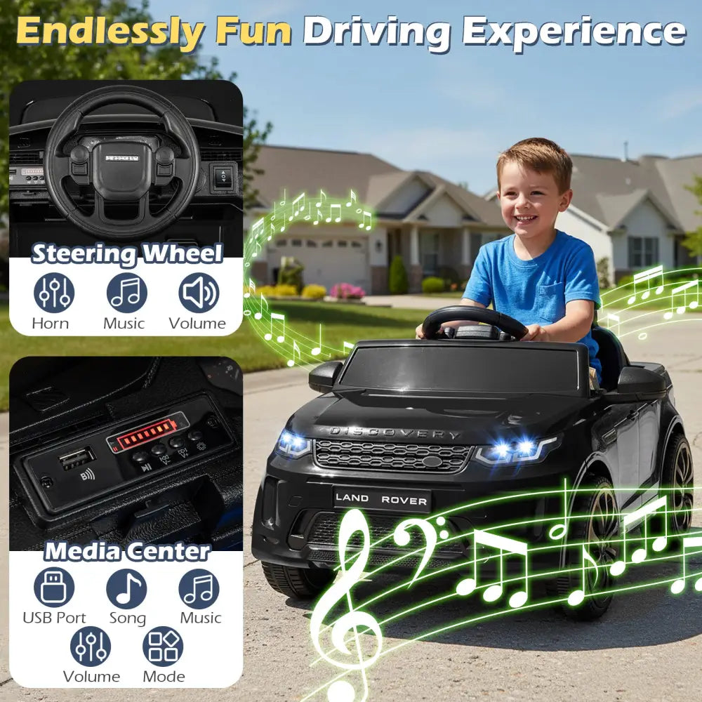 Licensed Land Rover Kids Ride on Car 12V Battery Powered Kids Electric Car-Black - Black - Powered Ride On Toys