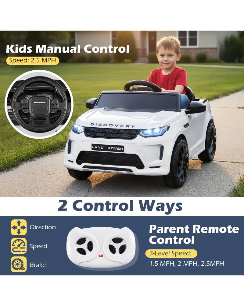 Licensed Land Rover Kids Ride on Car 12V Battery Powered Kids Electric Car-White - White - Powered Ride On Toys