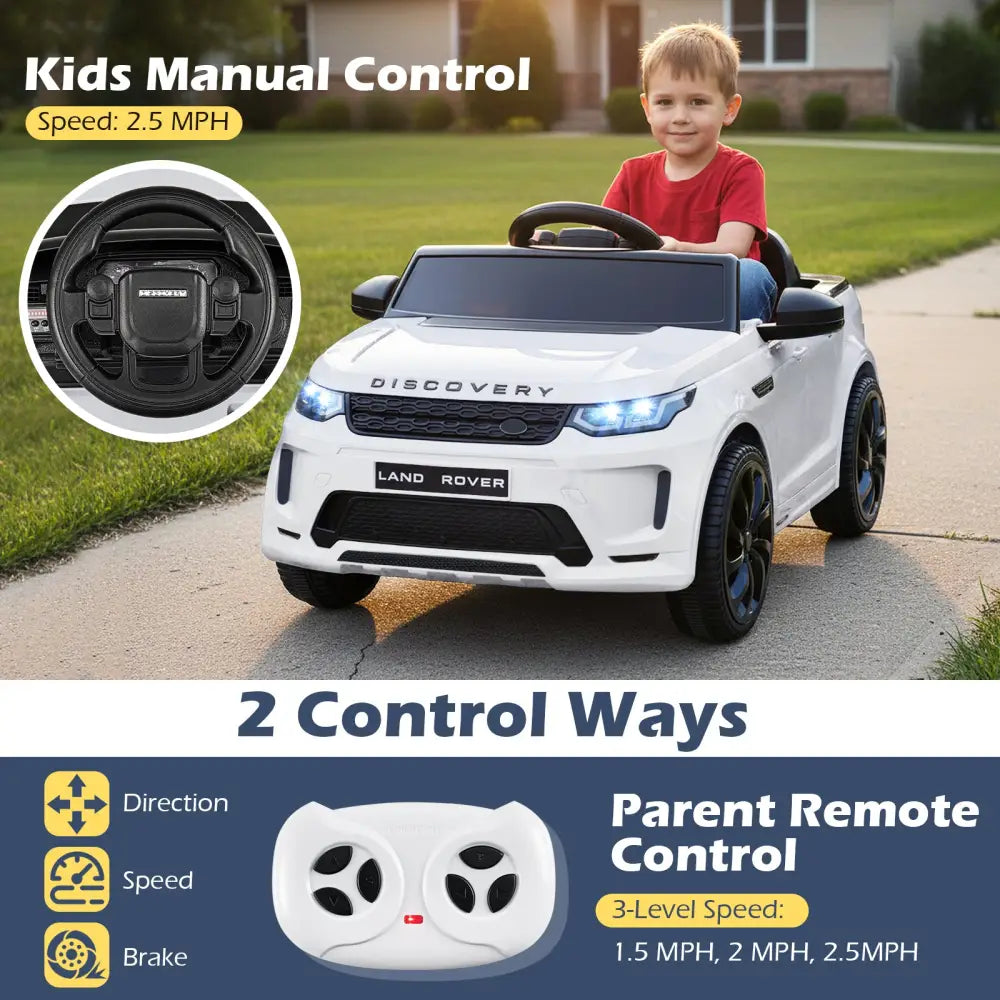 Licensed Land Rover Kids Ride on Car 12V Battery Powered Kids Electric Car-White - White - Powered Ride On Toys