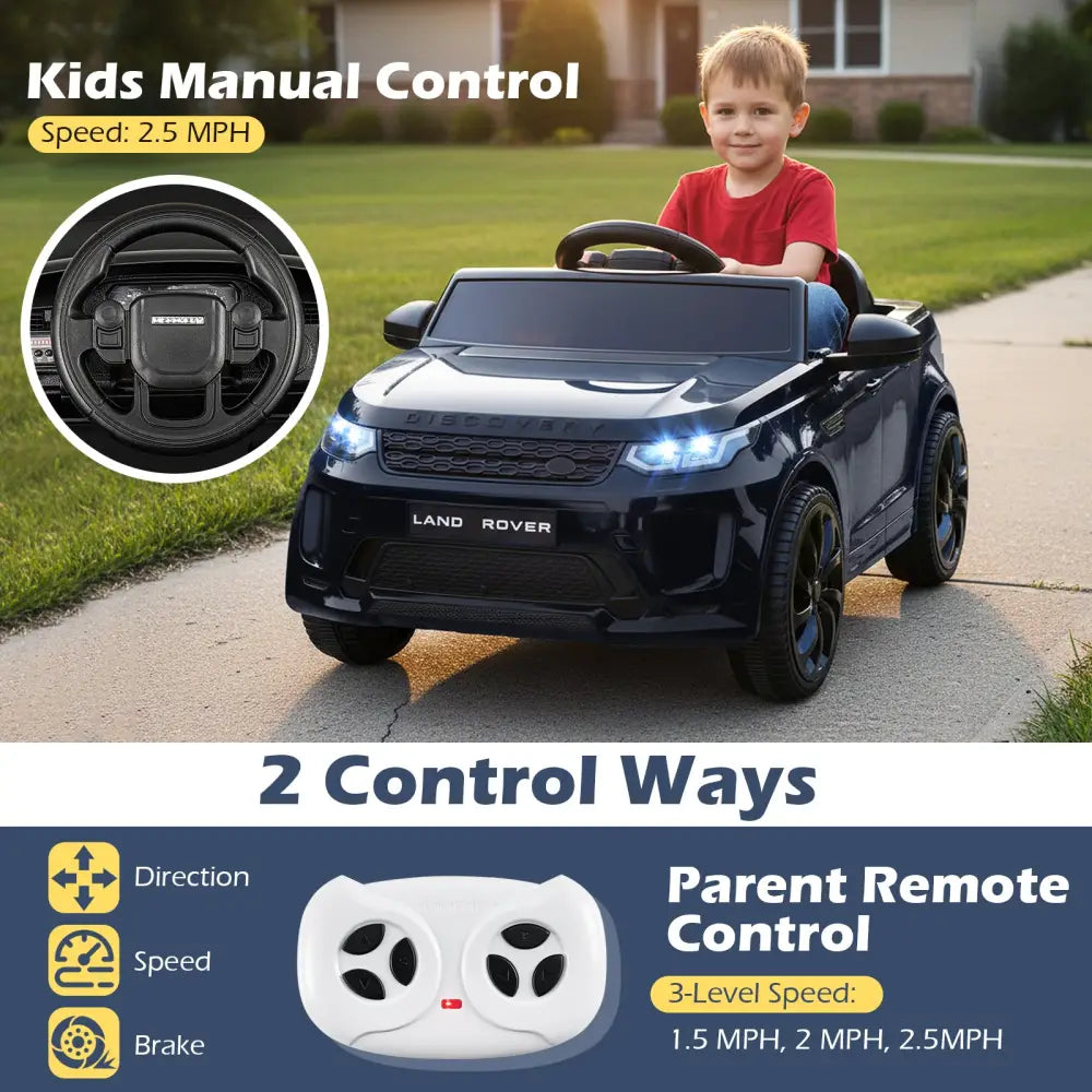 Licensed Land Rover Kids Ride on Car 12V Battery Powered Kids Electric Car-Black - Black - Powered Ride On Toys