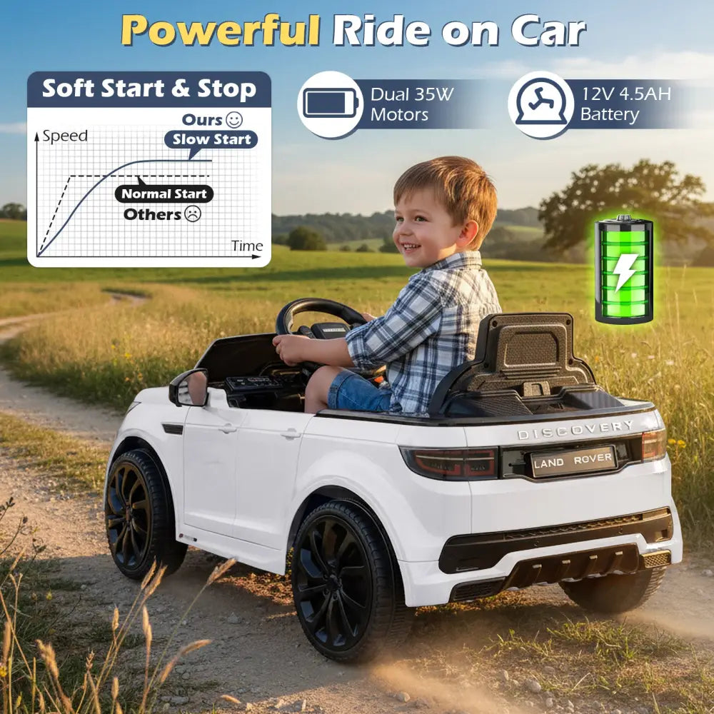 Licensed Land Rover Kids Ride on Car 12V Battery Powered Kids Electric Car-White - White - Powered Ride On Toys
