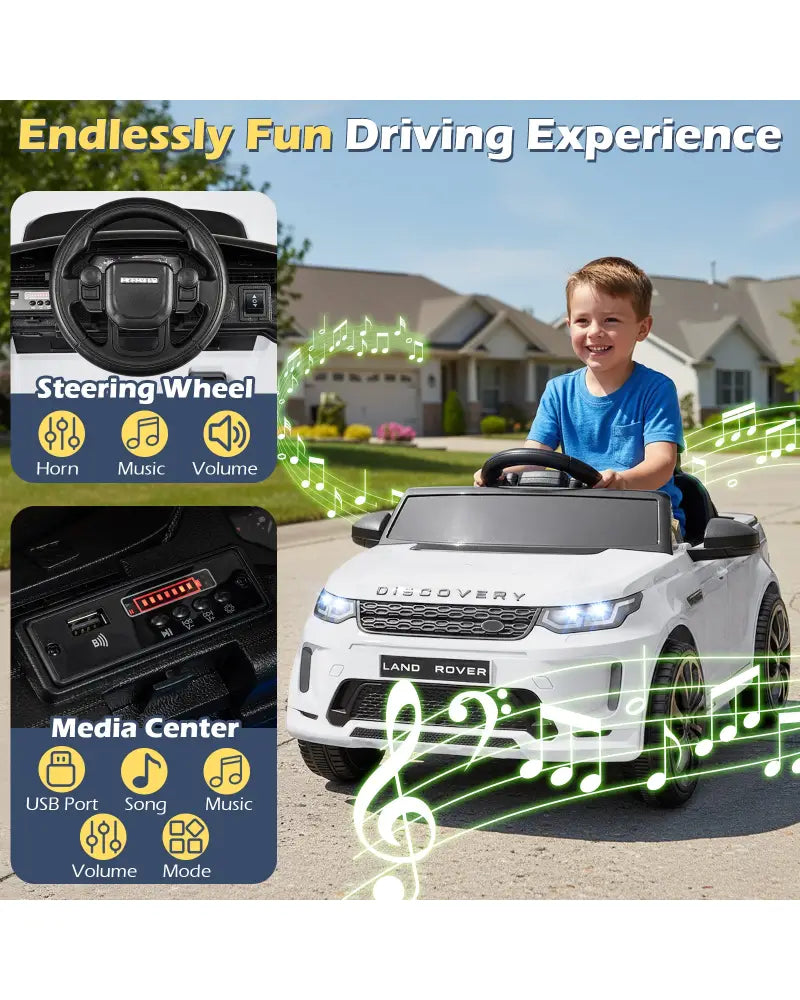 Licensed Land Rover Kids Ride on Car 12V Battery Powered Kids Electric Car-White - White - Powered Ride On Toys