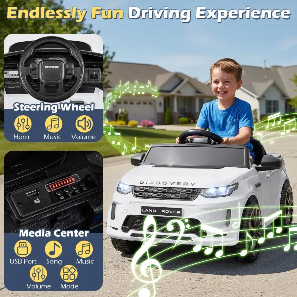 Licensed Land Rover Kids Ride on Car 12V Battery Powered Kids Electric Car-White - White - Powered Ride On Toys