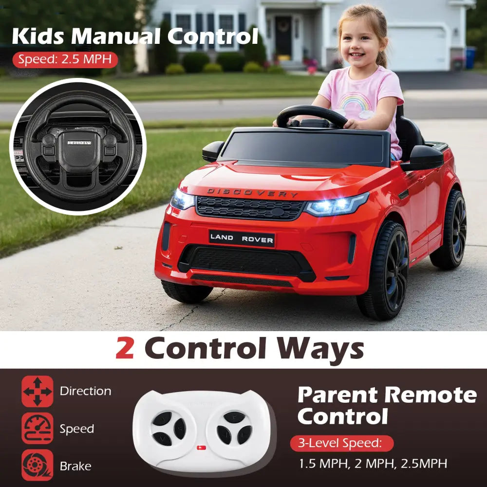 Licensed Land Rover Kids Ride on Car 12V Battery Powered Kids Electric Car-Red - Red - Powered Ride On Toys
