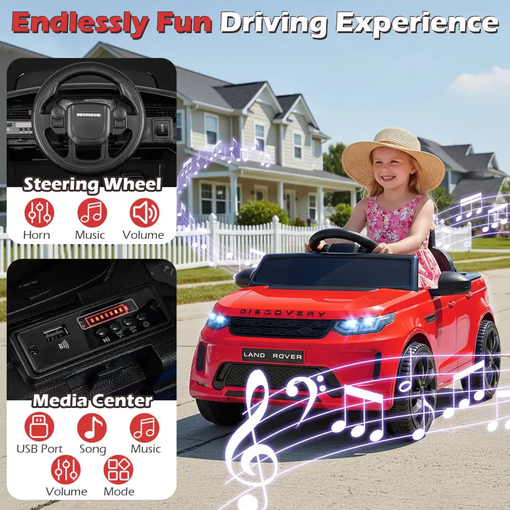 Licensed Land Rover Kids Ride on Car 12V Battery Powered Kids Electric Car-Red - Red - Powered Ride On Toys