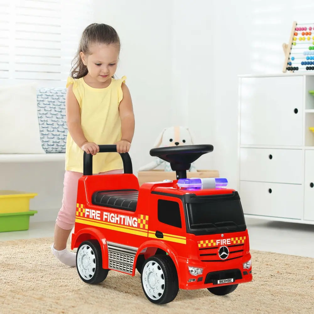 Licensed Mercedes Benz Kids Fire Engine Racer-Red - Red - Push & Pedal Ride On Toys