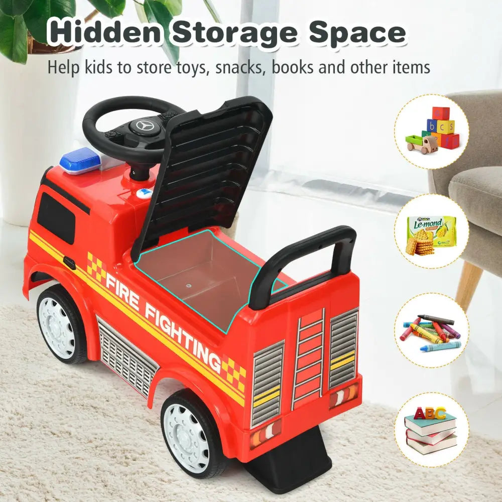 Licensed Mercedes Benz Kids Fire Engine Racer-Red - Red - Push & Pedal Ride On Toys