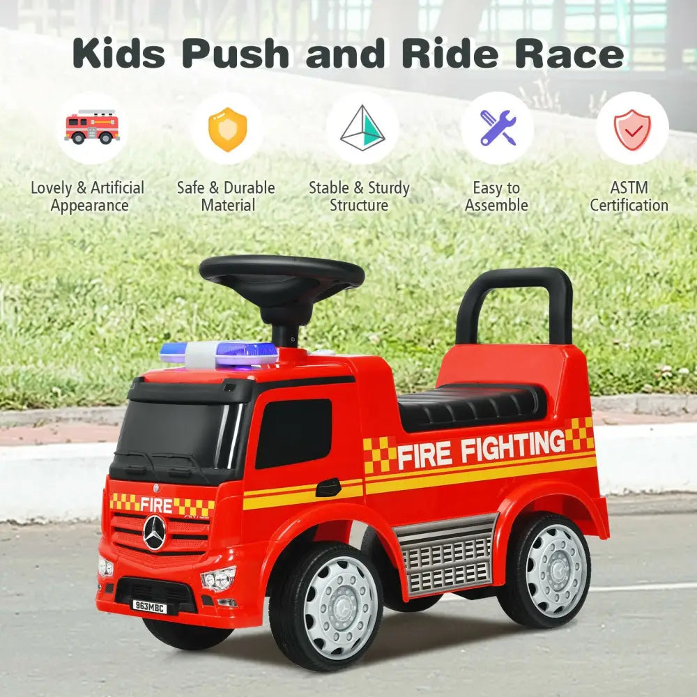 Licensed Mercedes Benz Kids Fire Engine Racer-Red - Red - Push & Pedal Ride On Toys