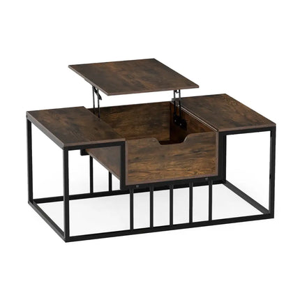 Lift Top Coffee Table Modern Center Table with Hidden Storage Compartment-Rusitc Brown - Rustic Brown - Coffee Tables