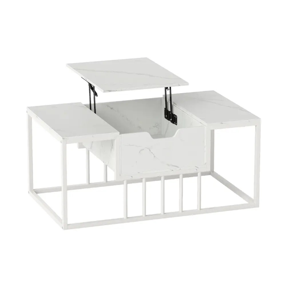 Lift Top Coffee Table Modern Center Table with Hidden Storage Compartment-White - White - Coffee Tables