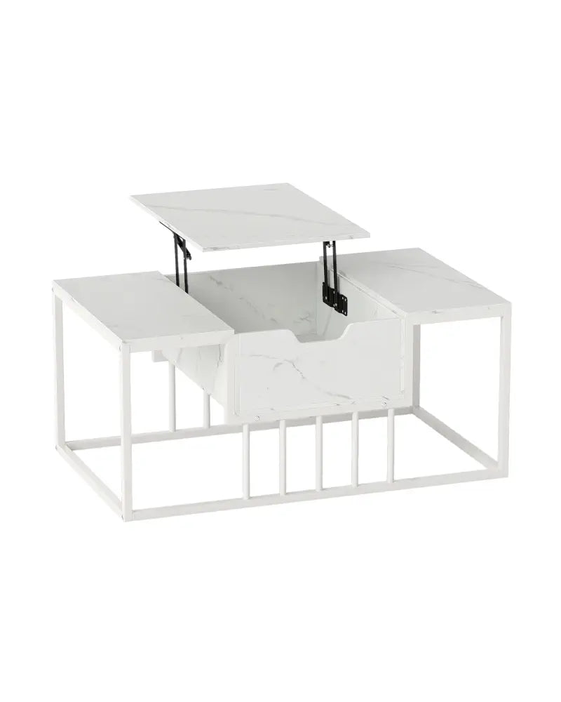 Lift Top Coffee Table Modern Center Table with Hidden Storage Compartment-White - White - Coffee Tables