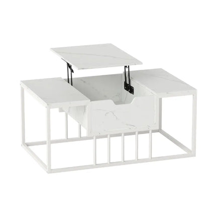 Lift Top Coffee Table Modern Center Table with Hidden Storage Compartment-White - White - Coffee Tables