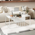 Lift Top Coffee Table Modern Center Table with Hidden Storage Compartment-White - White - Coffee Tables
