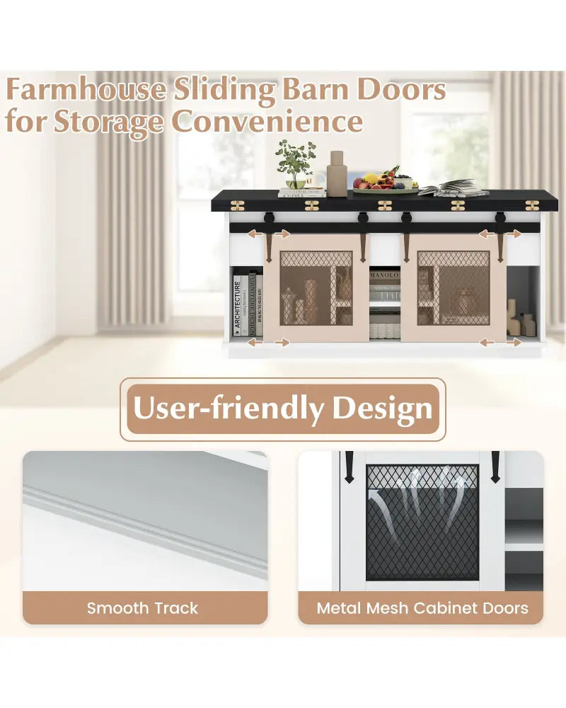 Lift Top Coffee Table with 2 Sliding Barn Doors-Black - Black - Coffee Tables