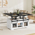 Lift Top Coffee Table with 2 Sliding Barn Doors-Black - Black - Coffee Tables