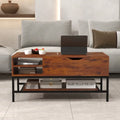 Lift Top Coffee Table with Hidden Compartment and Removable Storage Shelf-Rustic Brown - Rustic Brown - Coffee Tables