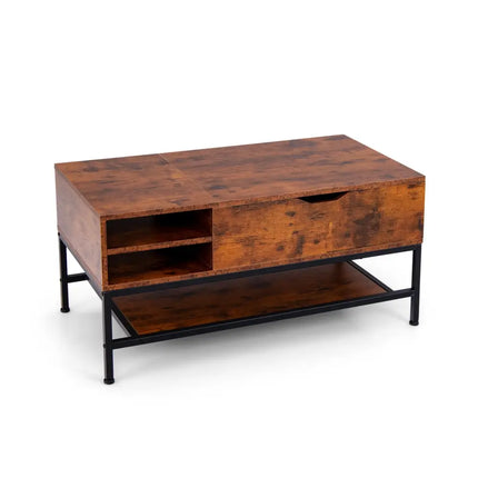 Lift Top Coffee Table with Hidden Compartment and Removable Storage Shelf-Rustic Brown - Rustic Brown - Coffee Tables