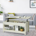 Lift Top Coffee Table with Hidden Storage Compartment and Lower Shelf for Study Room-White - White - Coffee Tables