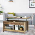 Lift Top Coffee Table with Hidden Storage Compartment and Lower Shelf for Study Room-Natural - Natural - Coffee Tables