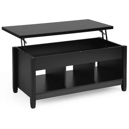 Lift Top Coffee Table with Hidden Storage Compartment-Black - Black - Coffee Tables