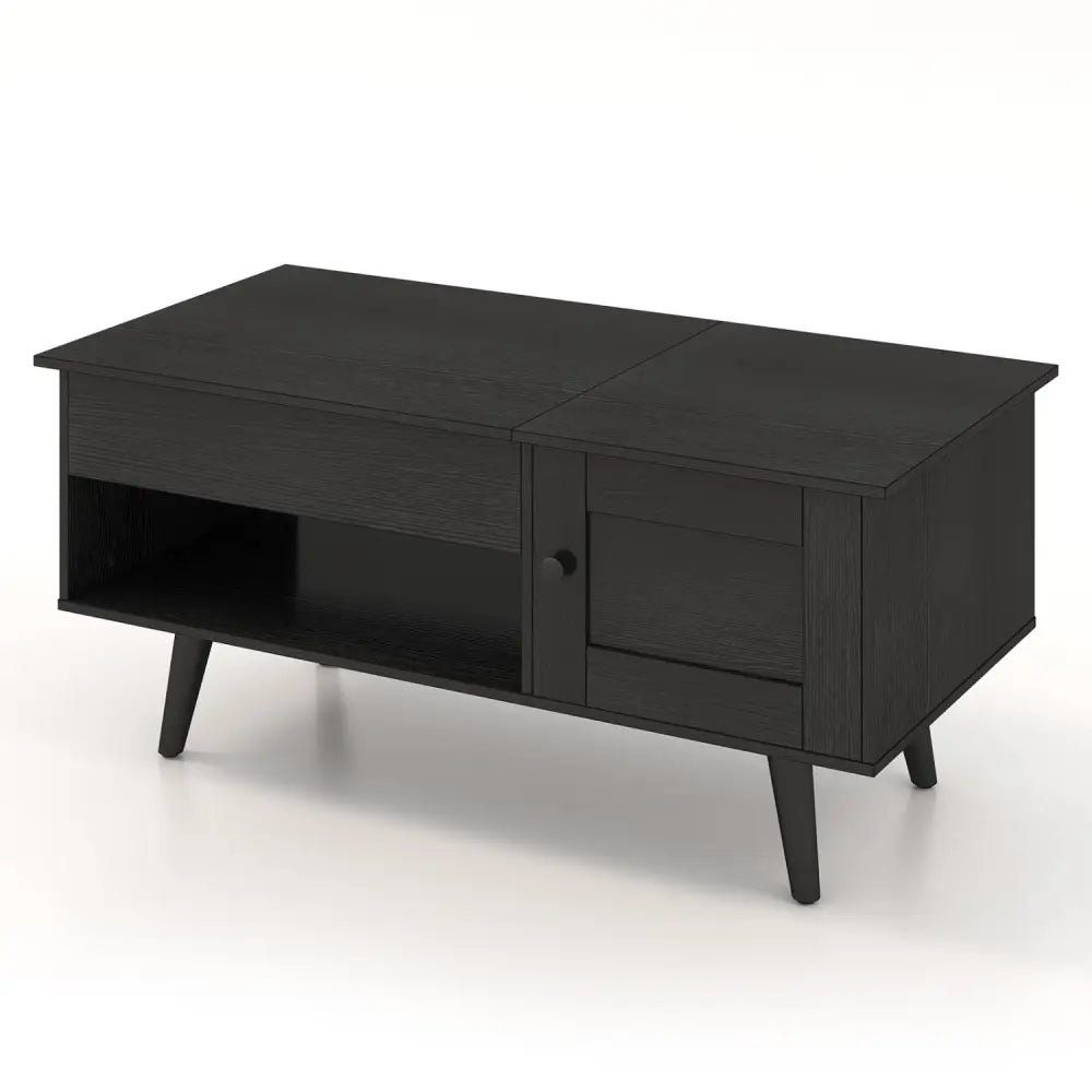Lift Top Coffee Table with Storage and Hidden Compartment-Black - Black - Coffee Tables