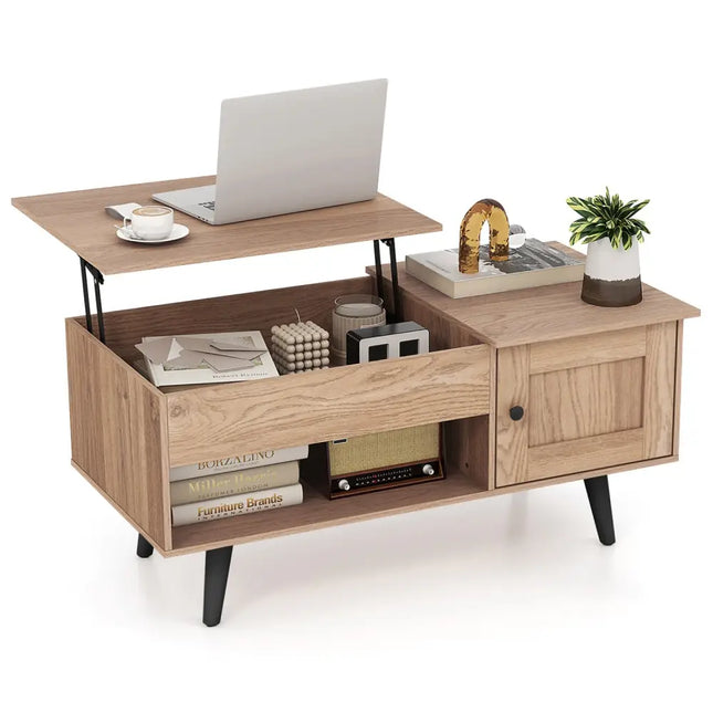 Lift Top Coffee Table with Storage and Hidden CompartmentNatural - Natural - Coffee Tables