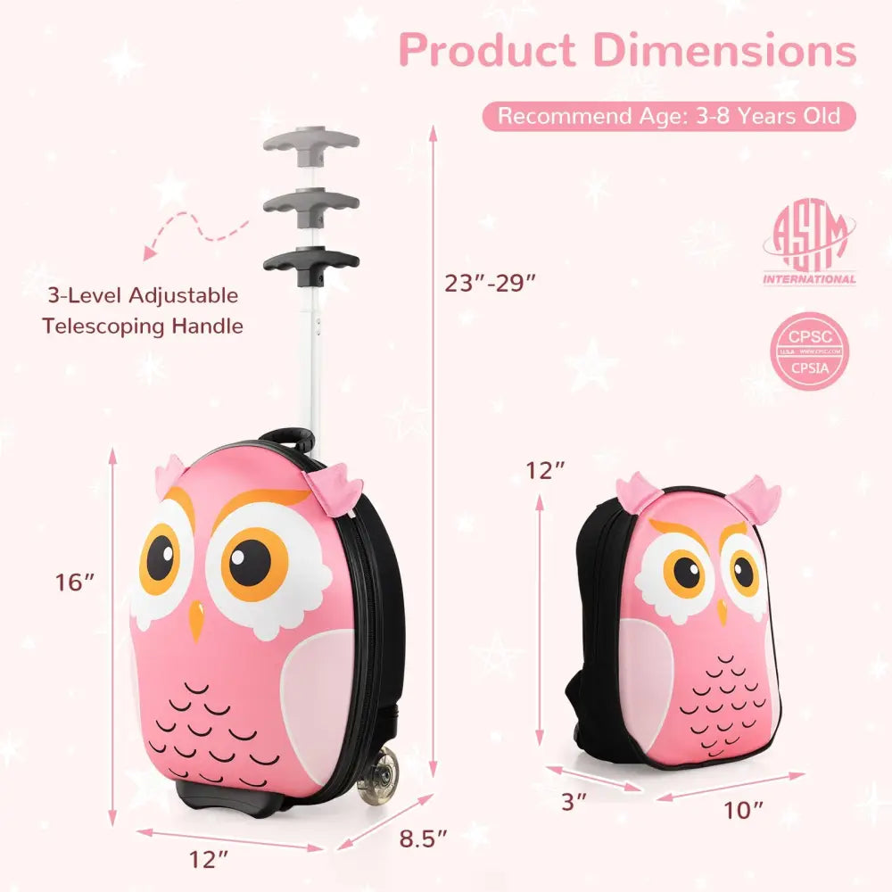 Lightweight and Portable Rolling Suitcase for Children-Pink - Pink - Kids Luggage