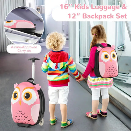 Lightweight and Portable Rolling Suitcase for Children-Pink - Pink - Kids Luggage