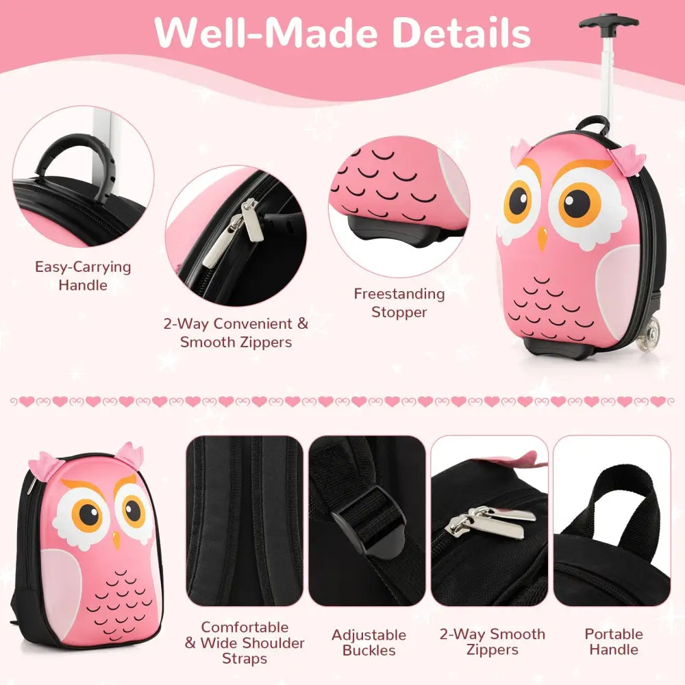 Lightweight and Portable Rolling Suitcase for Children-Pink - Pink - Kids Luggage