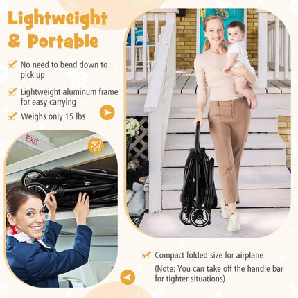 Lightweight Baby Stroller |Compact Travel Stroller for Airplane Fits Airplane Cabin & Overhead - Oasis Home Essentials