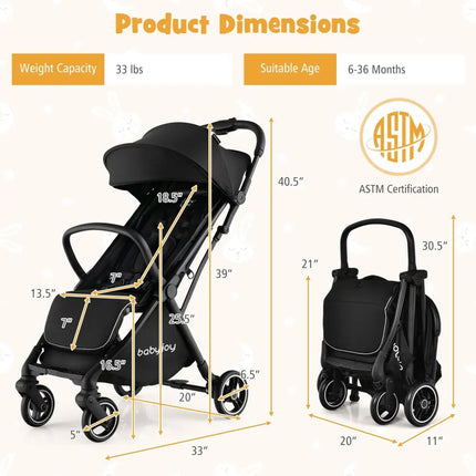 Lightweight Baby Stroller |Compact Travel Stroller for Airplane Fits Airplane Cabin & Overhead - Oasis Home Essentials