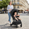 Lightweight Baby Stroller Compact Travel Stroller with One-Hand Folding-Black - Black - Baby Strollers