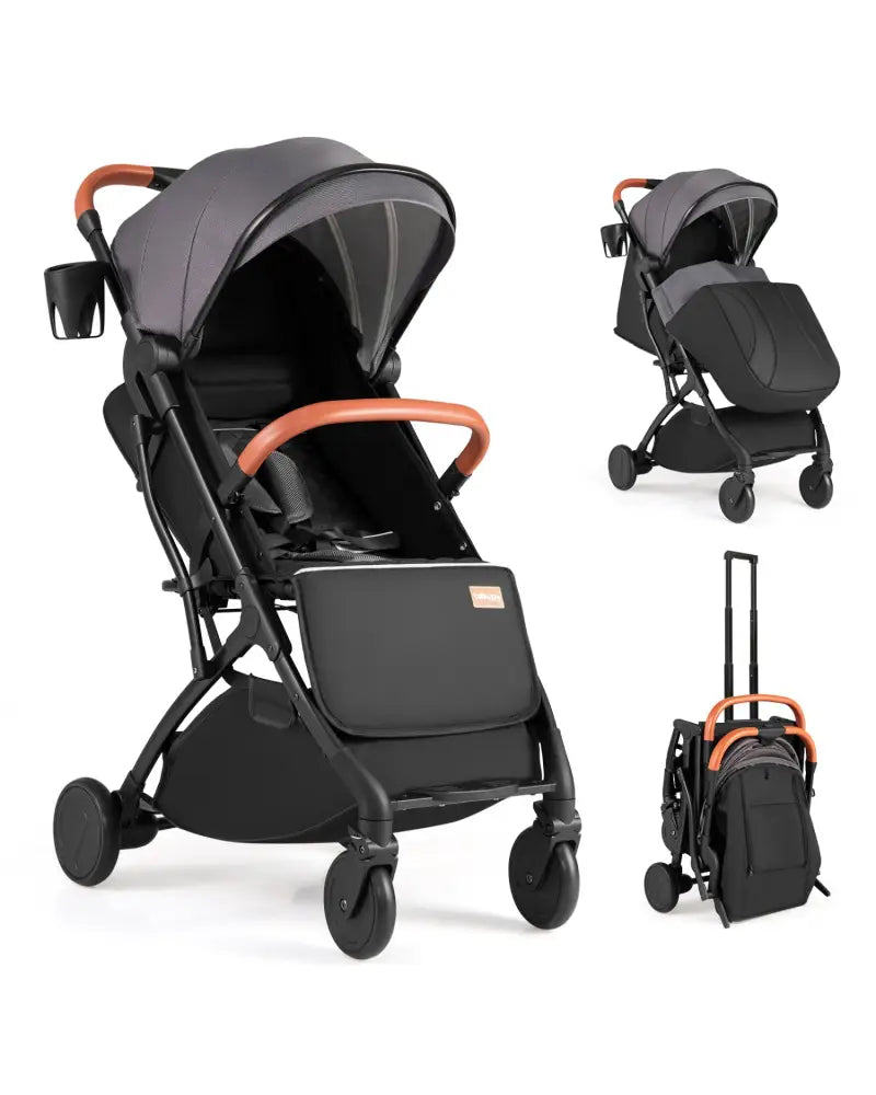 Lightweight Baby Stroller Compact Travel Stroller with One-Hand Folding-Gray - Gray - Baby Strollers
