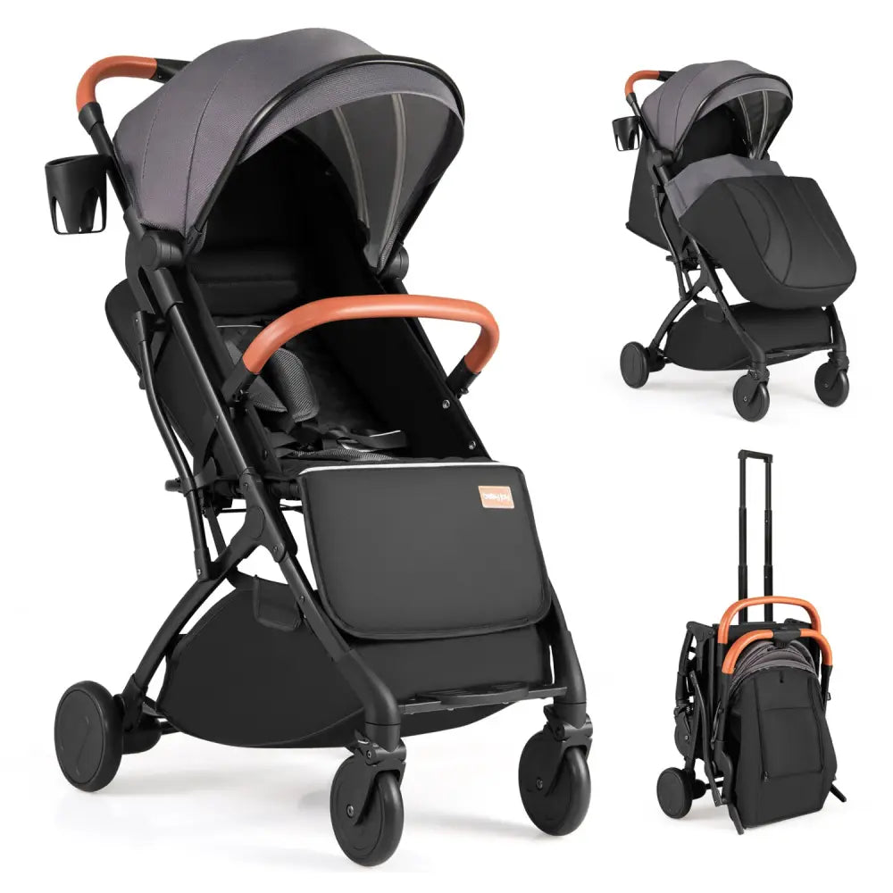 Lightweight Baby Stroller Compact Travel Stroller with One-Hand Folding-Gray - Gray - Baby Strollers