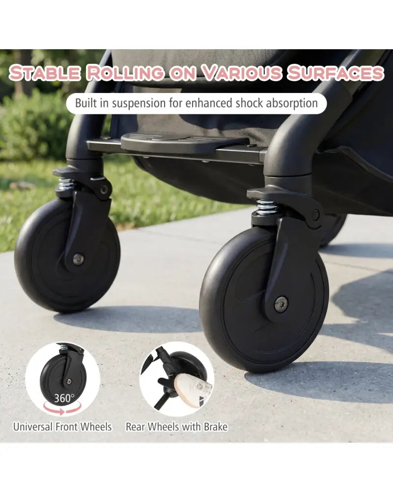 Lightweight Baby Stroller Compact Travel Stroller with One-Hand Folding-Gray - Gray - Baby Strollers