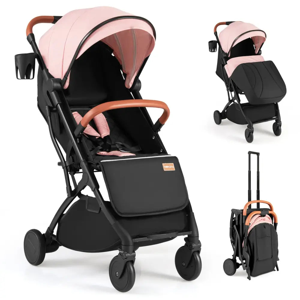 Lightweight Baby Stroller Compact Travel Stroller with One-Hand Folding-Pink - Pink - Baby Strollers