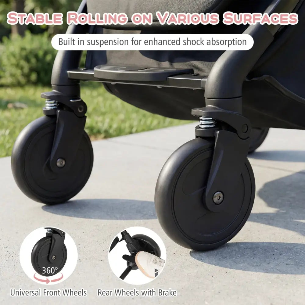 Lightweight Baby Stroller Compact Travel Stroller with One-Hand Folding-Pink - Pink - Baby Strollers