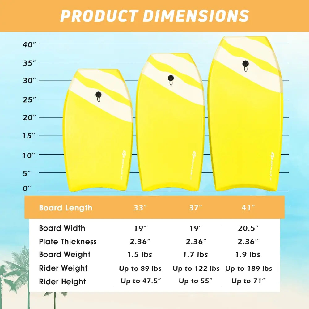 Lightweight Bodyboard Surfing with EPS Core Boarding-M - Yellow - Surfing