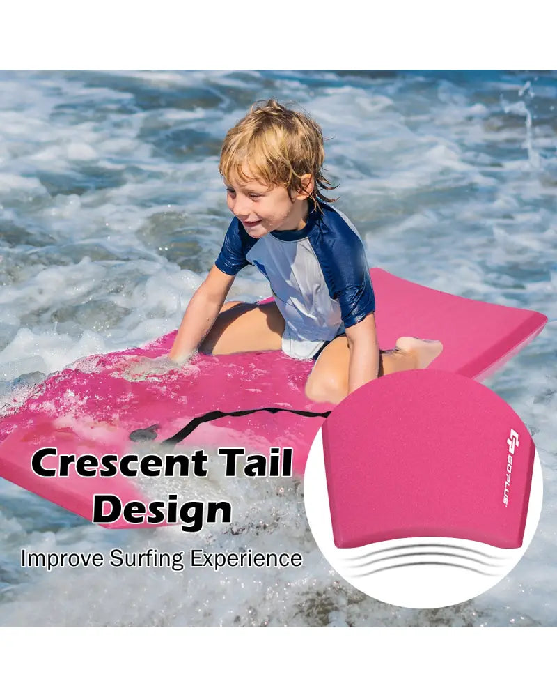 Lightweight Bodyboard Surfing with Leash EPS Core Boarding IXPE-L - Pink - Surfing