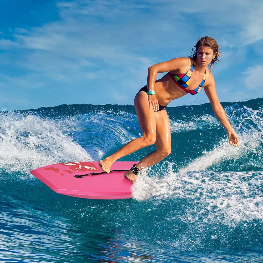 Lightweight Bodyboard Surfing with Leash EPS Core Boarding IXPE-L - Pink - Surfing
