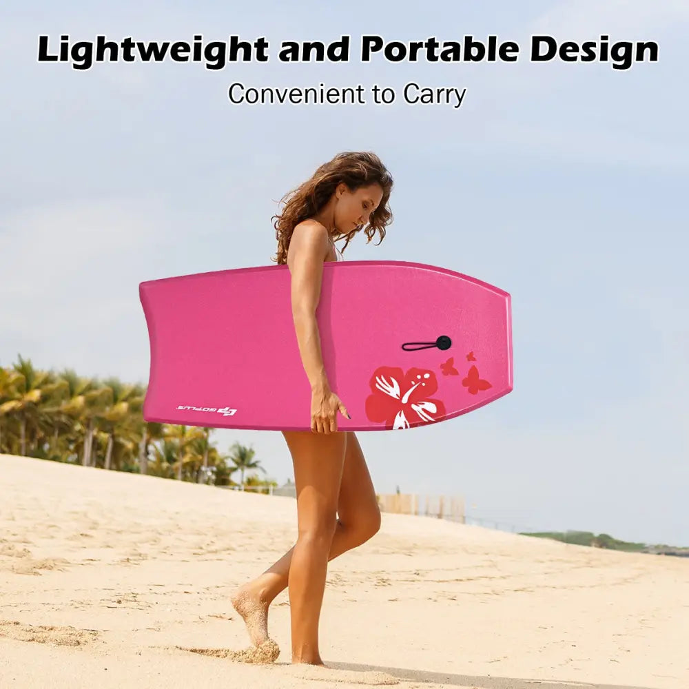 Lightweight Bodyboard Surfing with Leash EPS Core Boarding IXPE-M - Pink - Surfing