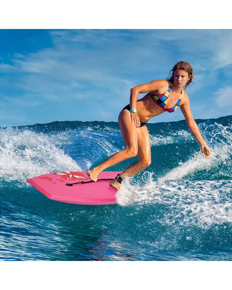 Lightweight Bodyboard Surfing with Leash EPS Core Boarding IXPE-M - Pink - Surfing
