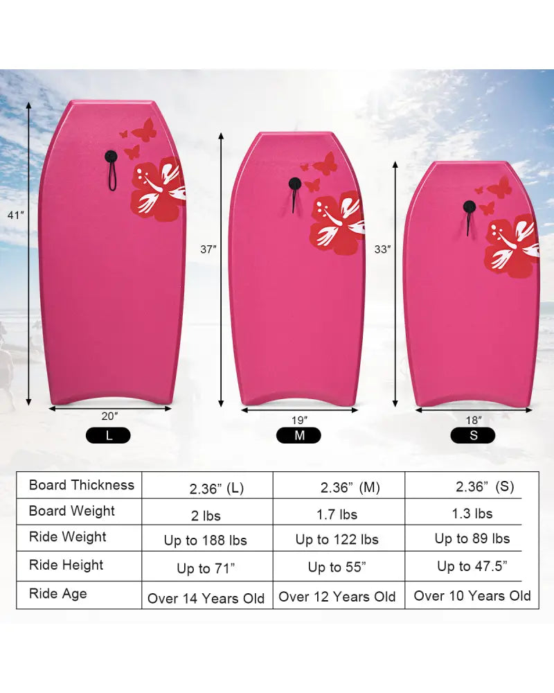 Lightweight Bodyboard Surfing with Leash EPS Core Boarding IXPE-M - Pink - Surfing