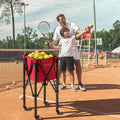 Lightweight Foldable Tennis Ball Teaching Cart with Wheels and Removable Bag-Red - Red - Sport Equipments