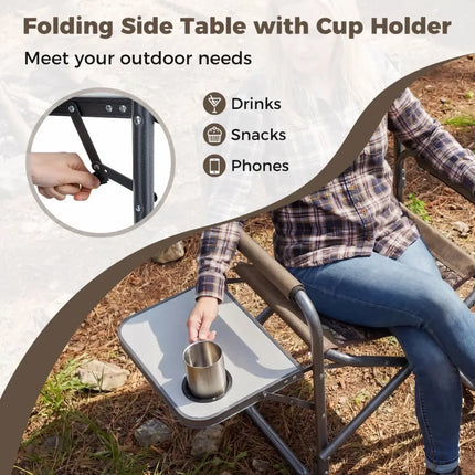 Lightweight Folding Camping Chair with Side Table-Camouflage - Camouflage - Camping Furniture