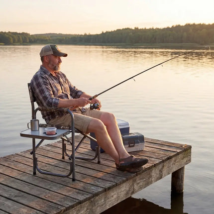 Lightweight Folding Camping Chair with Side Table-Camouflage - Camouflage - Camping Furniture